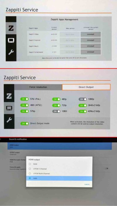 Zappiti Pro 4K HDR menu