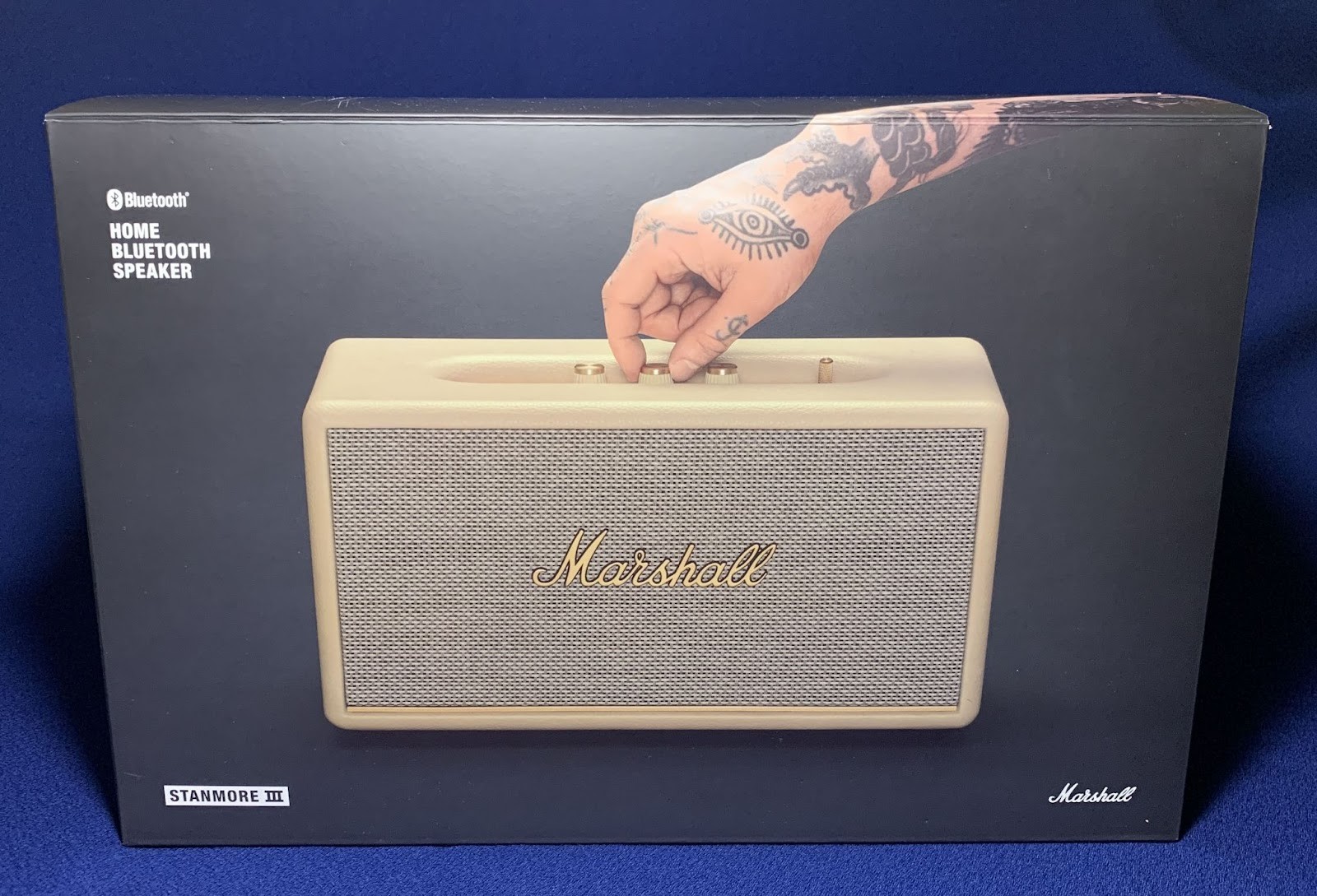 The Marshall Stanmore III speaker comes in a large, stylish black box. 