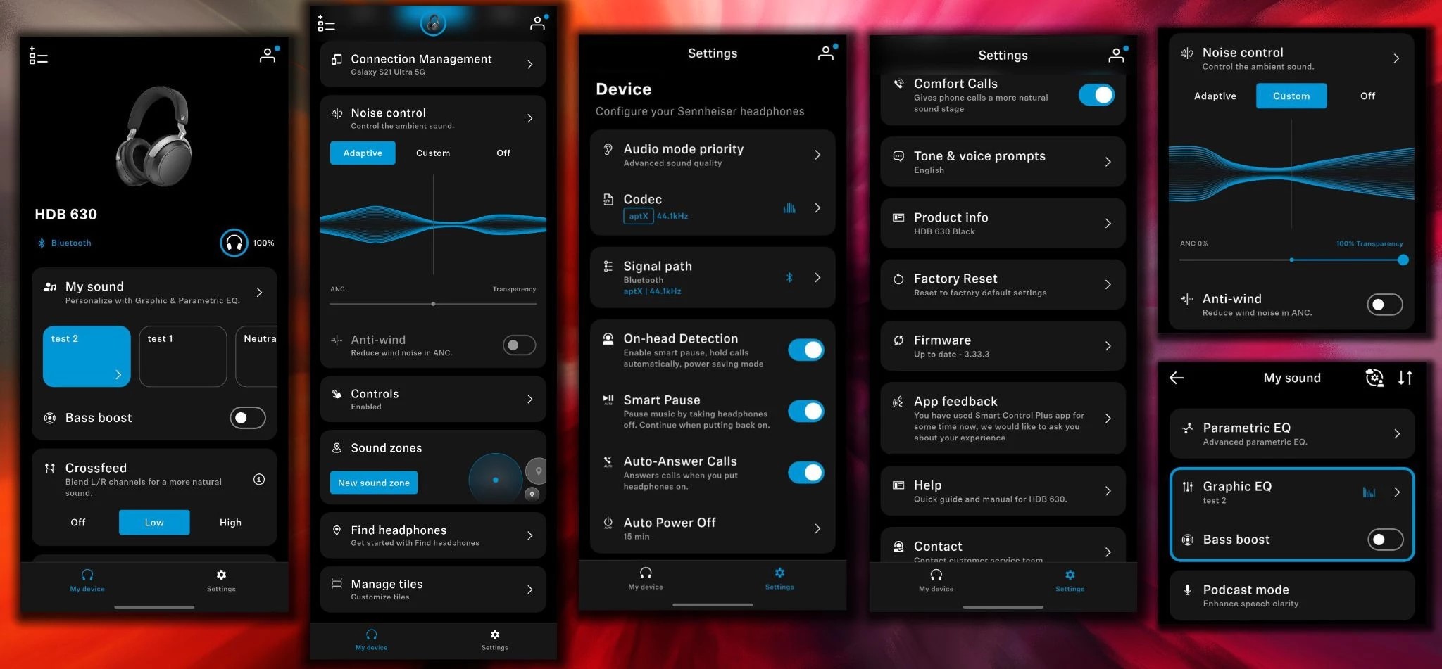The application is called Sennheiser Connect+ — it is created specifically for the flagship model Sennheiser HDB 630