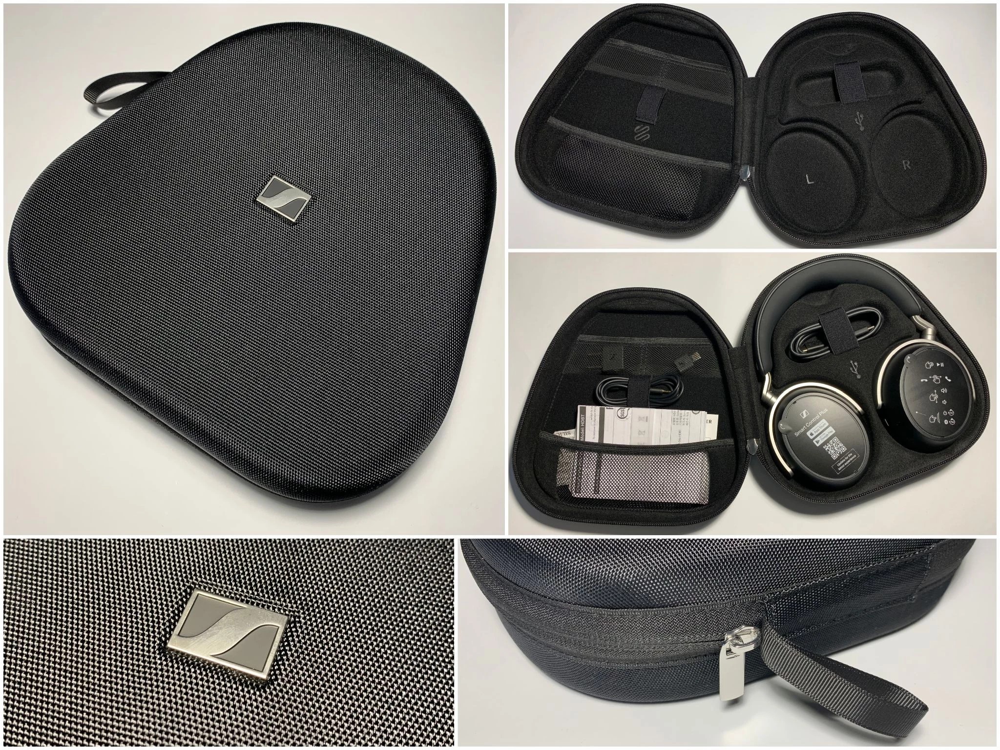 Inside, a soft lining is used, which protects the headphones from abrasions and scratches during transportation. In the center of the case is a metal Sennheiser logo, which adds a nice premium touch.