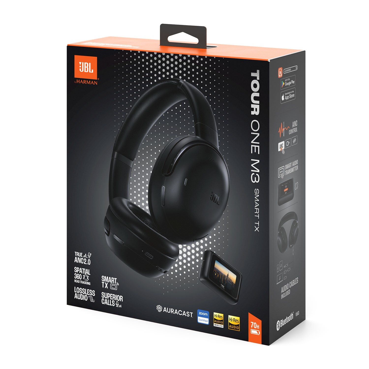 advanced over-ear headphones with 40 hours of battery life, true hi-fi sound, Smart Adaptive ANC and smart wireless transmitter with color display