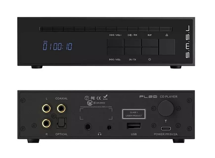 The SMSL PL20 CD player boasts high-quality build quality: a solid CNC-machined aluminum enclosure, gold-plated connectors, thoughtful layout, and a versatile design suitable for any desktop or audio system. 
