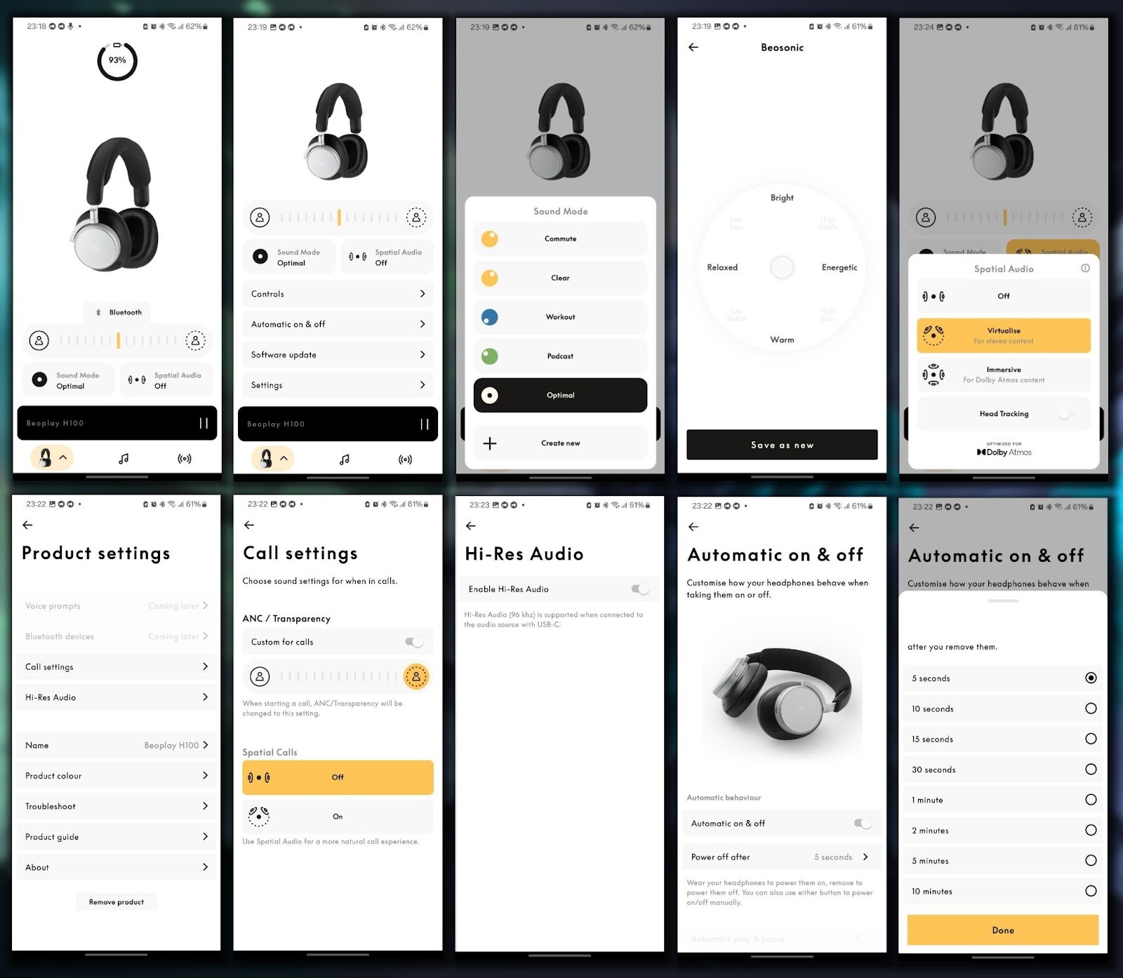 To connect to the application, you need to activate geolocation on your smartphone and find the headphones in the list. The application gives you extended access to the settings: you can adjust the sound; use the cool surround sound technology “Dolby Atmos”; change the control to suit yourself and a few more pleasant moments.