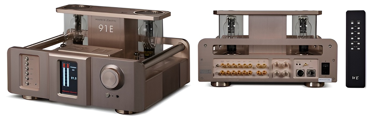 It features four RCA line inputs, a phono stage supporting both MM and MC, and a phono load terminal.