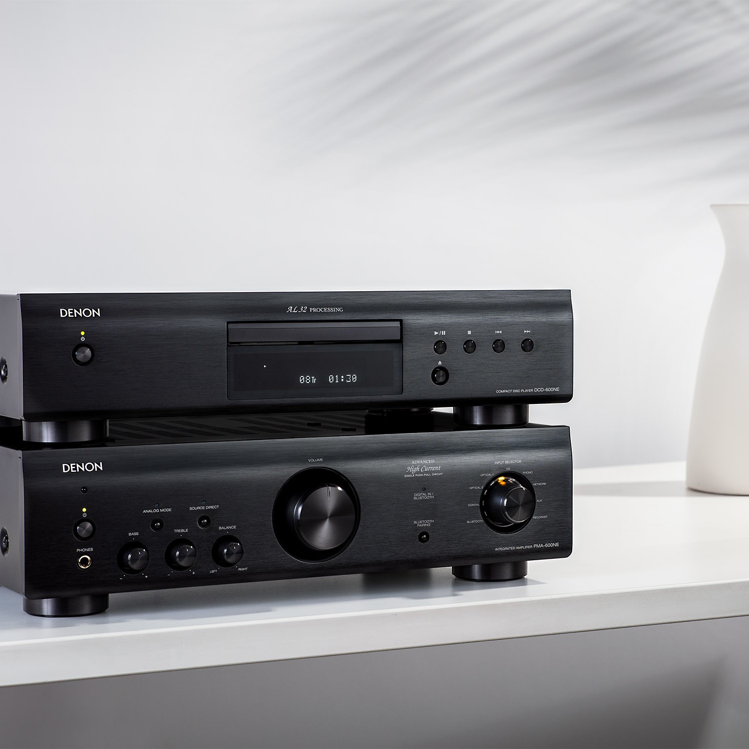 The DCD-600NE is available in Premium Silver or black aluminum finishes. System remote control included.