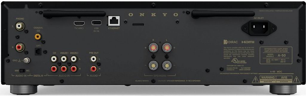 The Onkyo A-50 Streaming Amplifier plays music from any of the built-in platforms: Spotify Connect, TIDAL Connect, Qobuz Connect, Amazon Music, QQ Music, TuneIn, AirPlay2, and Google Cast, and also supports Roon.