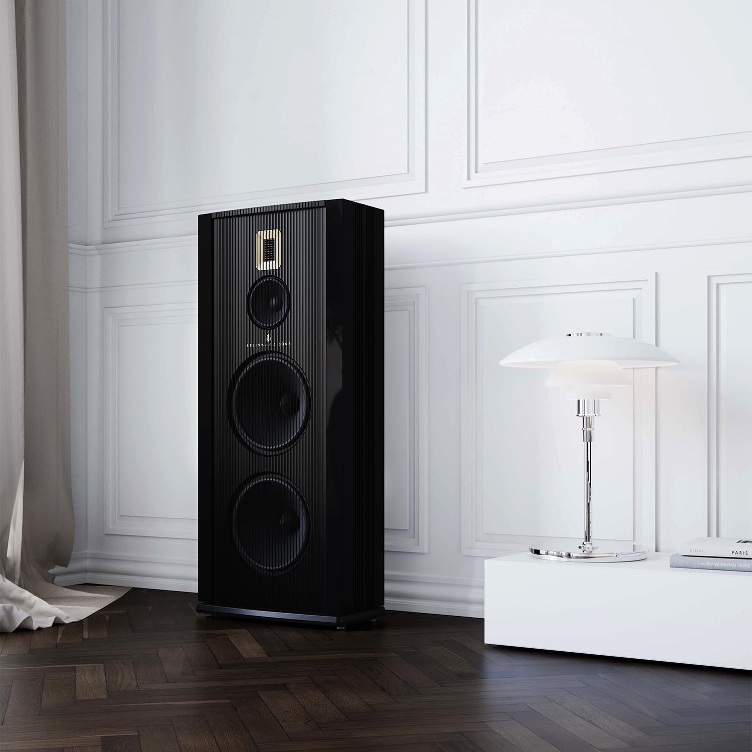The speakers' flat design and closed cabinet make it easy to place them close to the wall, so they do not become unnecessarily dominant in an elegant interior. 