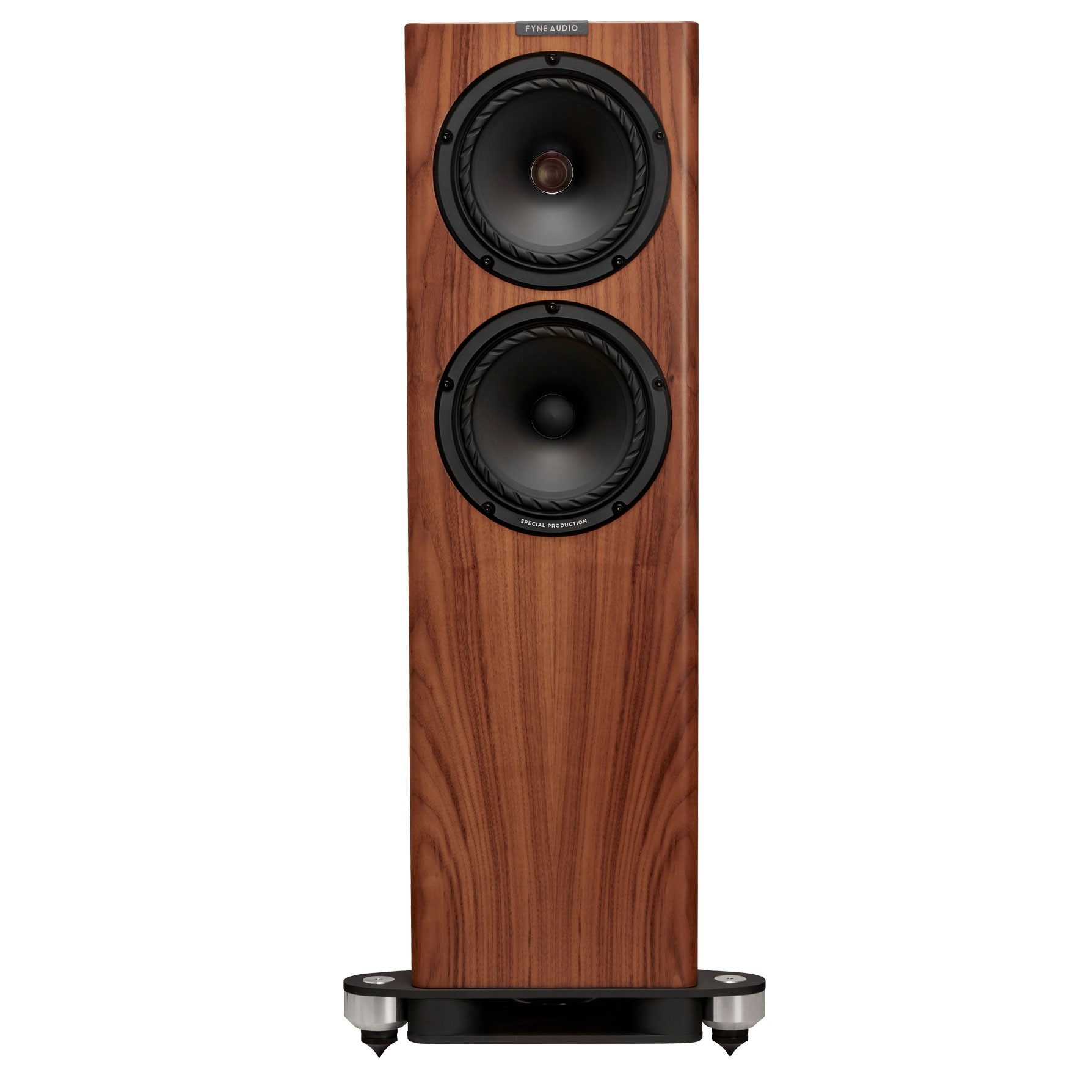 The Fyne Audio F703 floorstanding speaker features a large 250mm IsoFlare point-source driver designed for precise imaging and a wide, immersive soundstage.