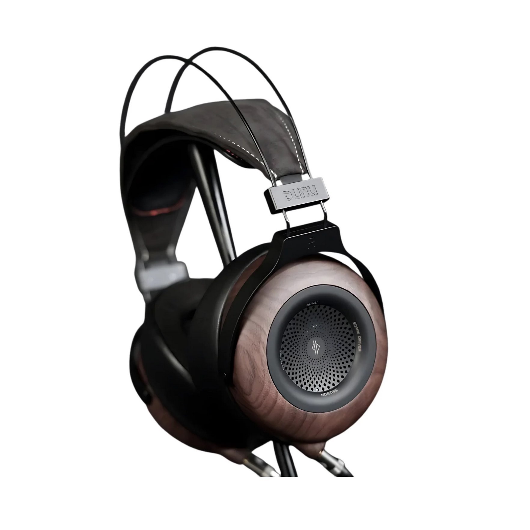 DUNU Mortise are full-size, open-back headphones with a 50mm dynamic driver and North American black walnut wood earcups. 